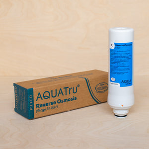 AquaTru Classic Reverse Osmosis Cartridge shown with packaging.