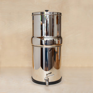 Medium 8.5L (2.25 gal) British Berkefeld stainless steel gravity water filter.