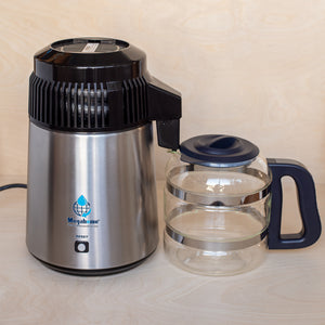 Megahome Water Distiller in Black with Brushed Steel together with Glass Carafe