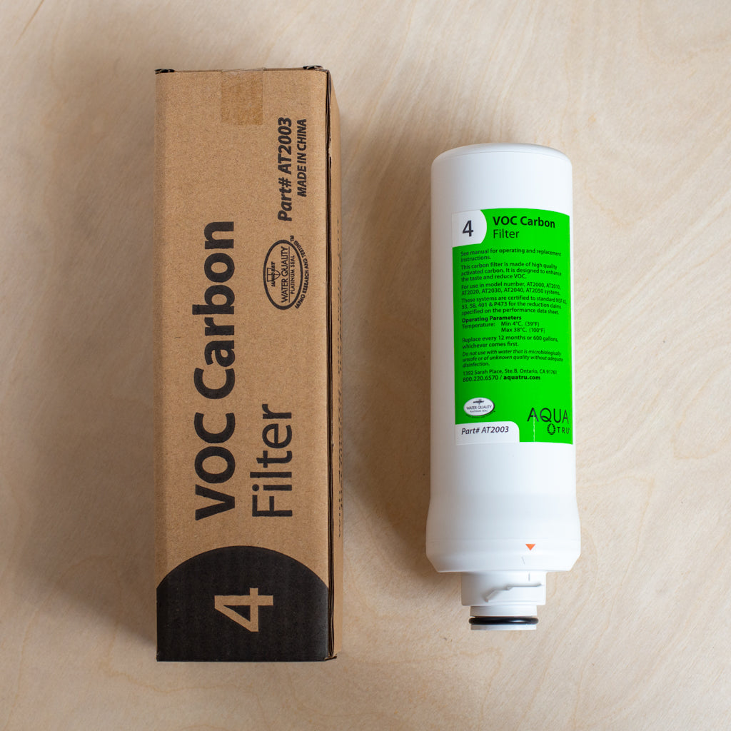 AquaTru Classic Water Filter VOC Carbon cartridge shown with packaging