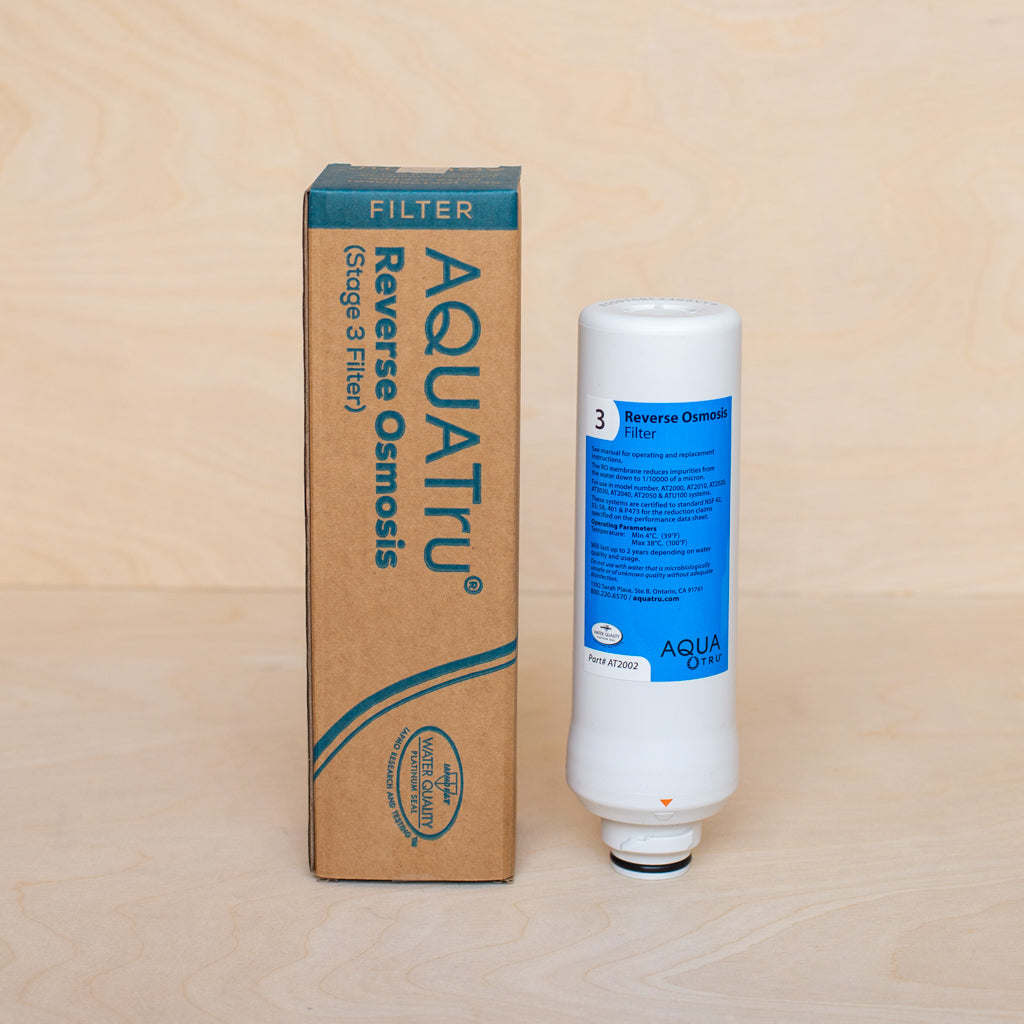 AquaTru Classic Reverse Osmosis Cartridge alongside packaging.