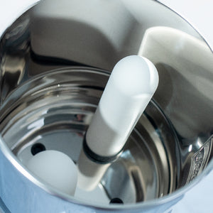 View looking inside 8.5L British Berkefeld system showing 2 Ultra Sterasyl ceramic filters mounted in place for use.