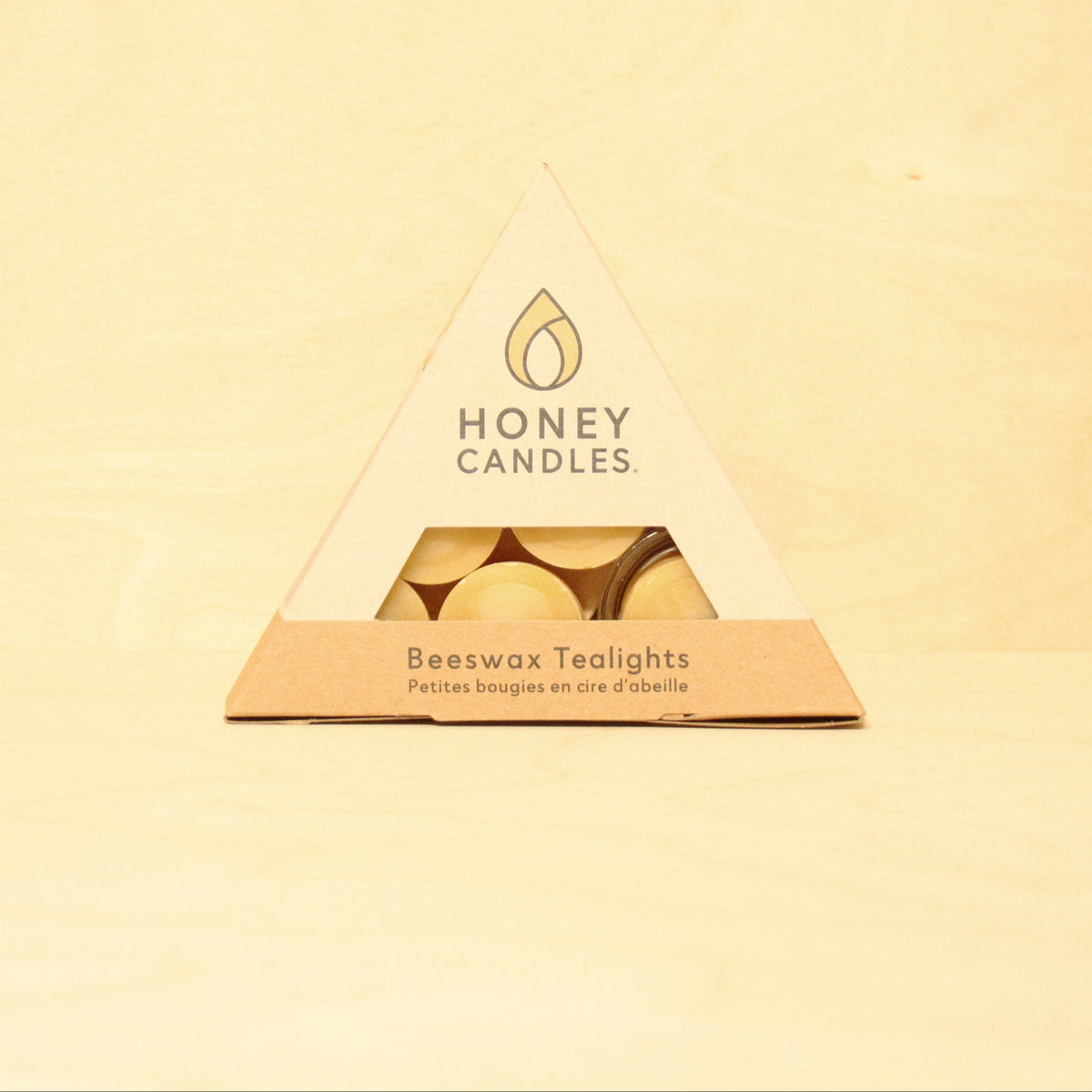 Honey Candles Pure Beeswax Triangle Tealight set with Glass Cup