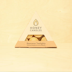 Honey Candles Pure Beeswax Triangle Tealight set with Glass Cup
