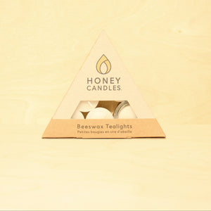 Honey Candles Pure Beeswax Triangle Tealight set with Glass Cup