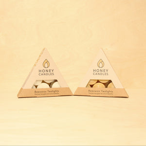 Honey Candles Pure Beeswax Triangle Tealight set with Glass Cup