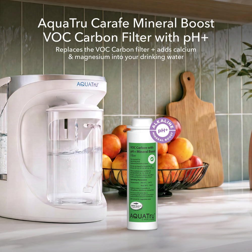 AquaTru CARAFE Alkaline pH + Mineral Boost + Carbon/VOC Cartridge