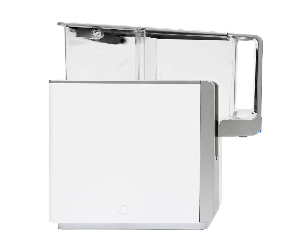 AquaTru Classic Reverse Osmosis System side view with Tap Water Tank on the left