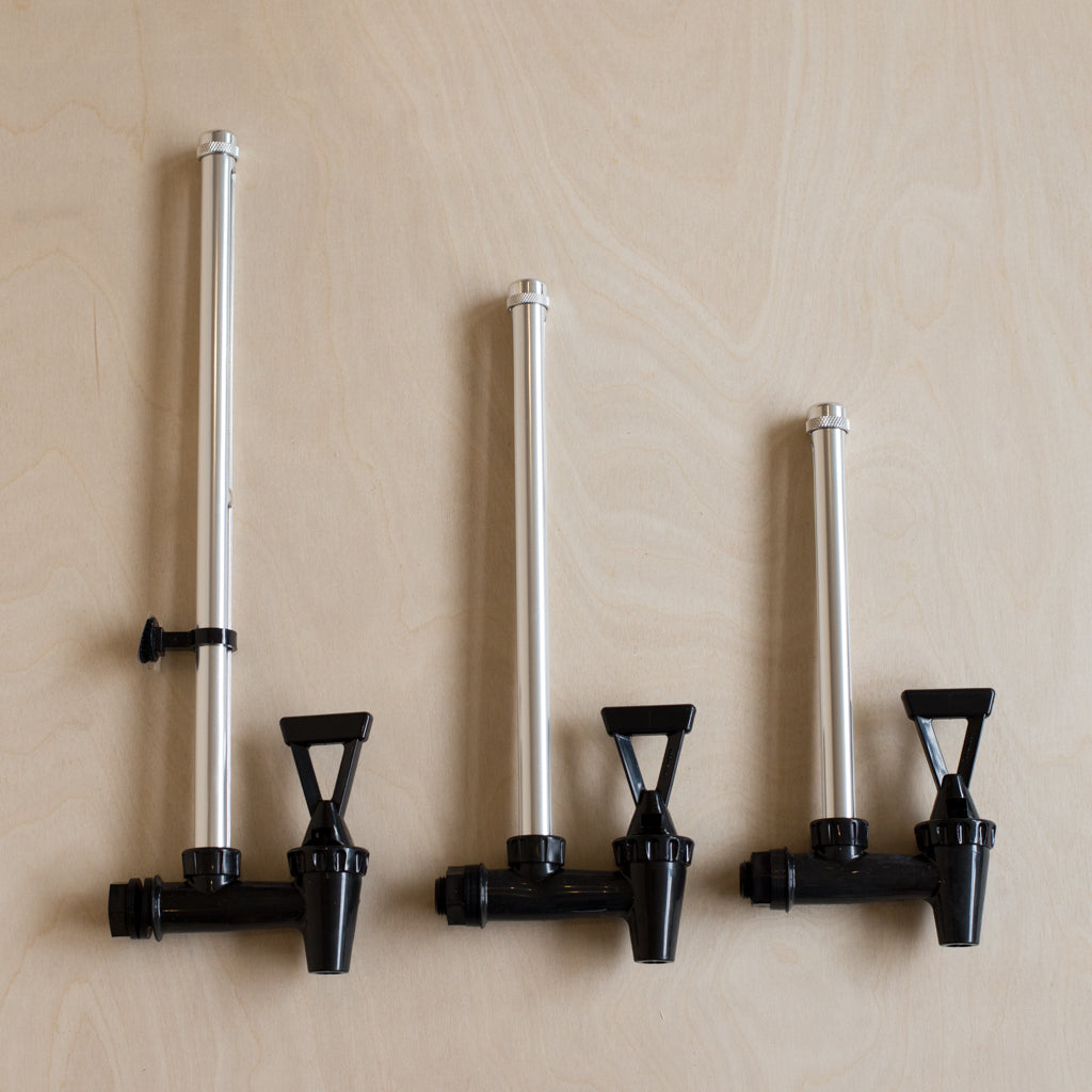 Three sizes of Berkey Sight Glass Spigots for use in British Berkefeld and other gravity water purifiers.