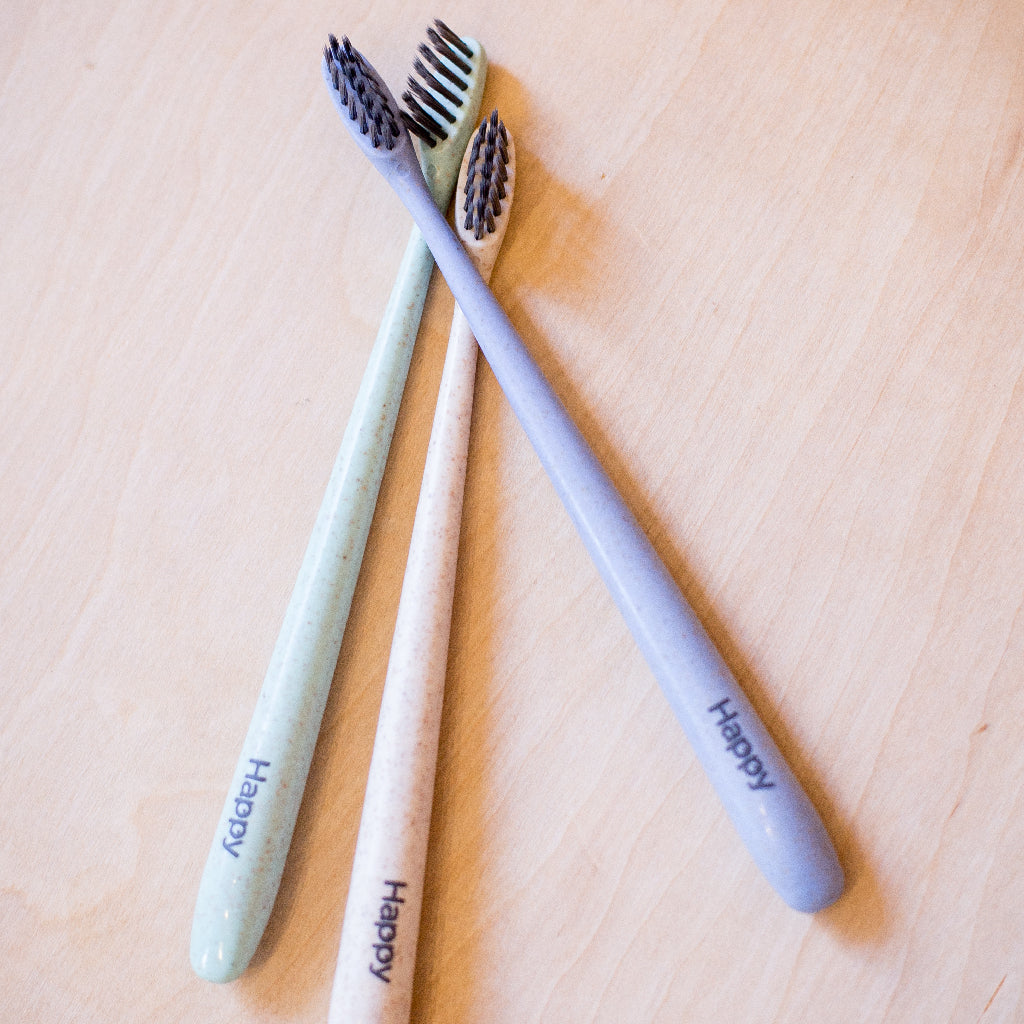 Happy Toothbrushes Green Beige and Blue