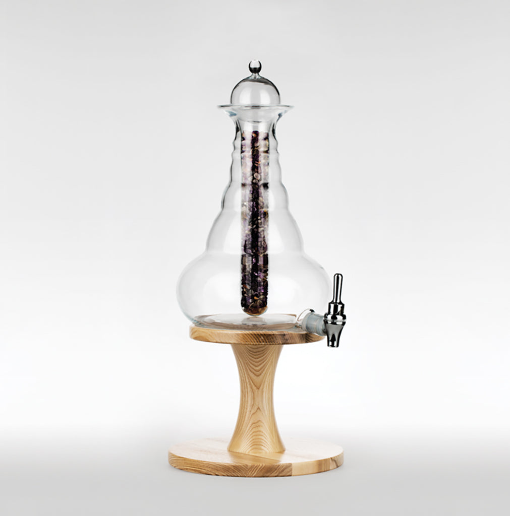 Beauty Carafe on ashwood stand with gemstones
