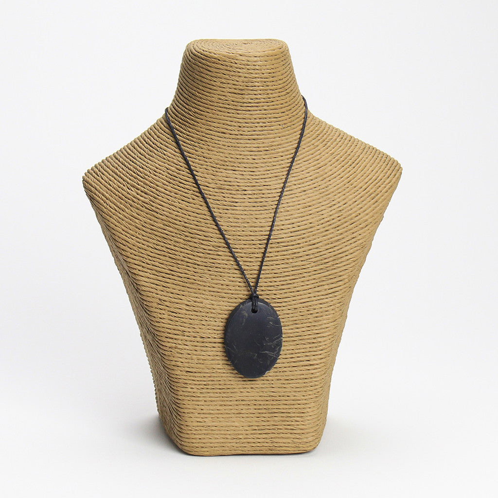 shungite pendant flat oval